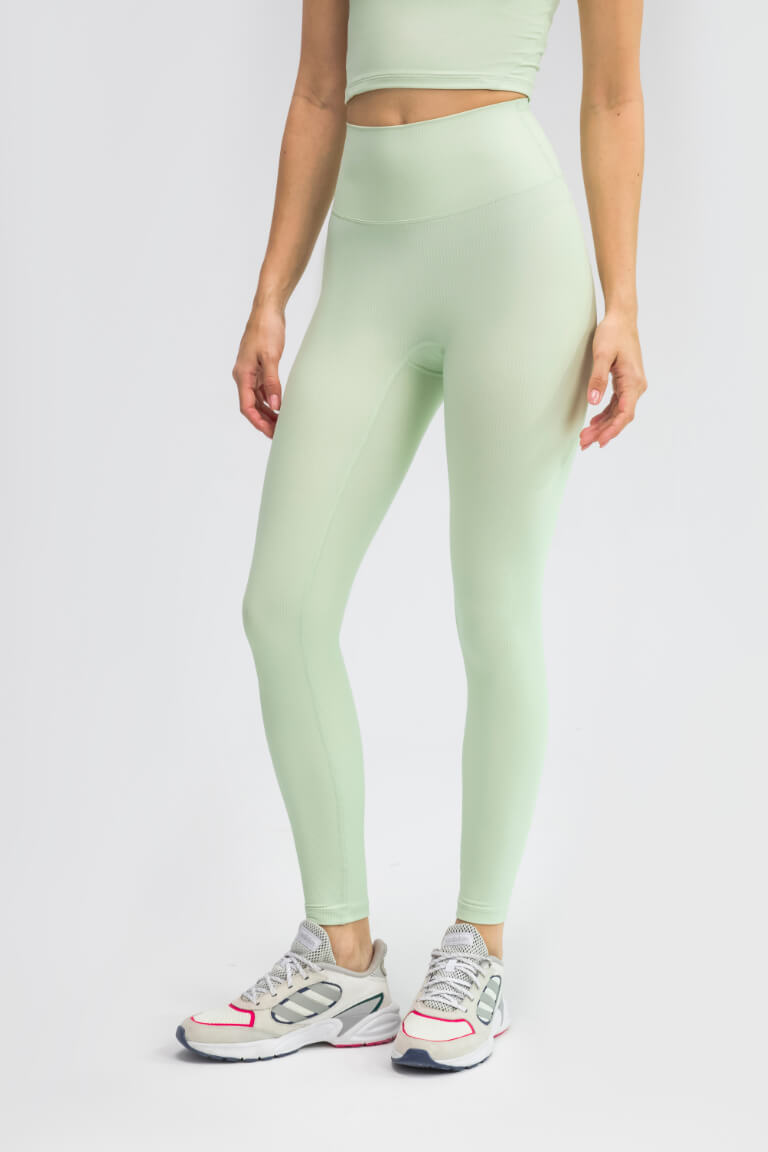 Green Ribbed Seamless Tights