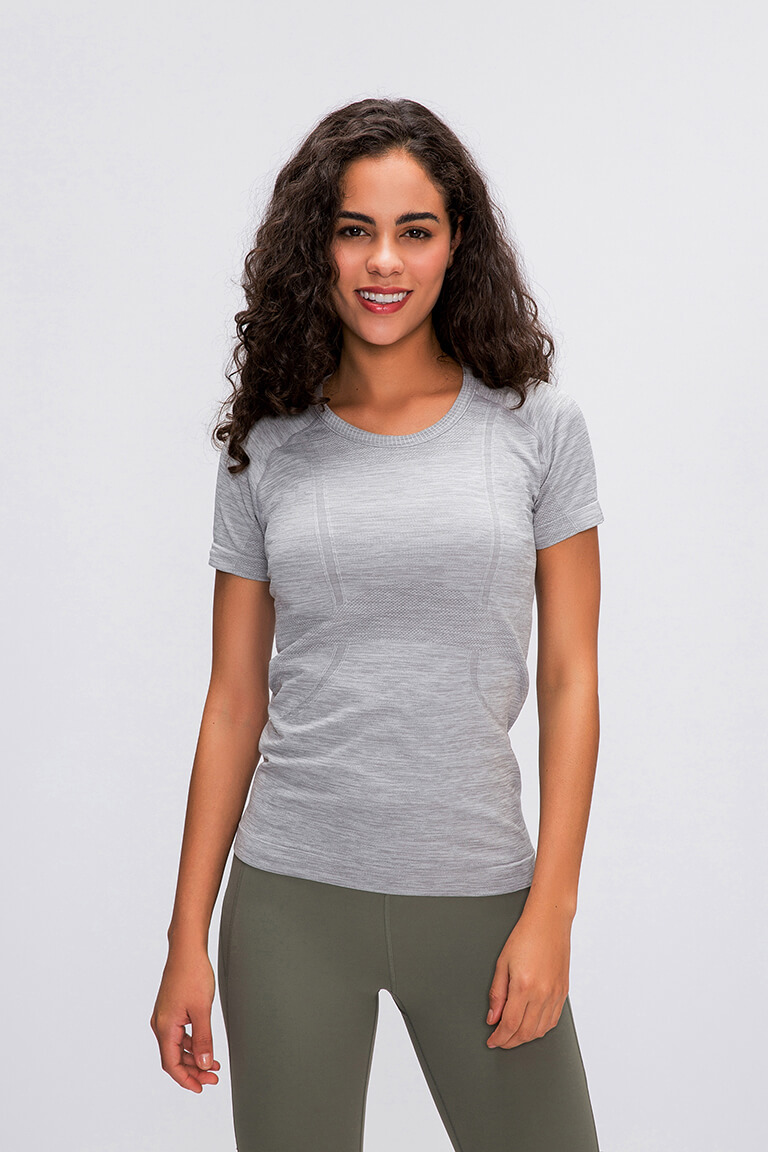 Lululemon Cropped Cotton Ribbed-Band T-Shirt - Graphite Grey - lulu fanatics